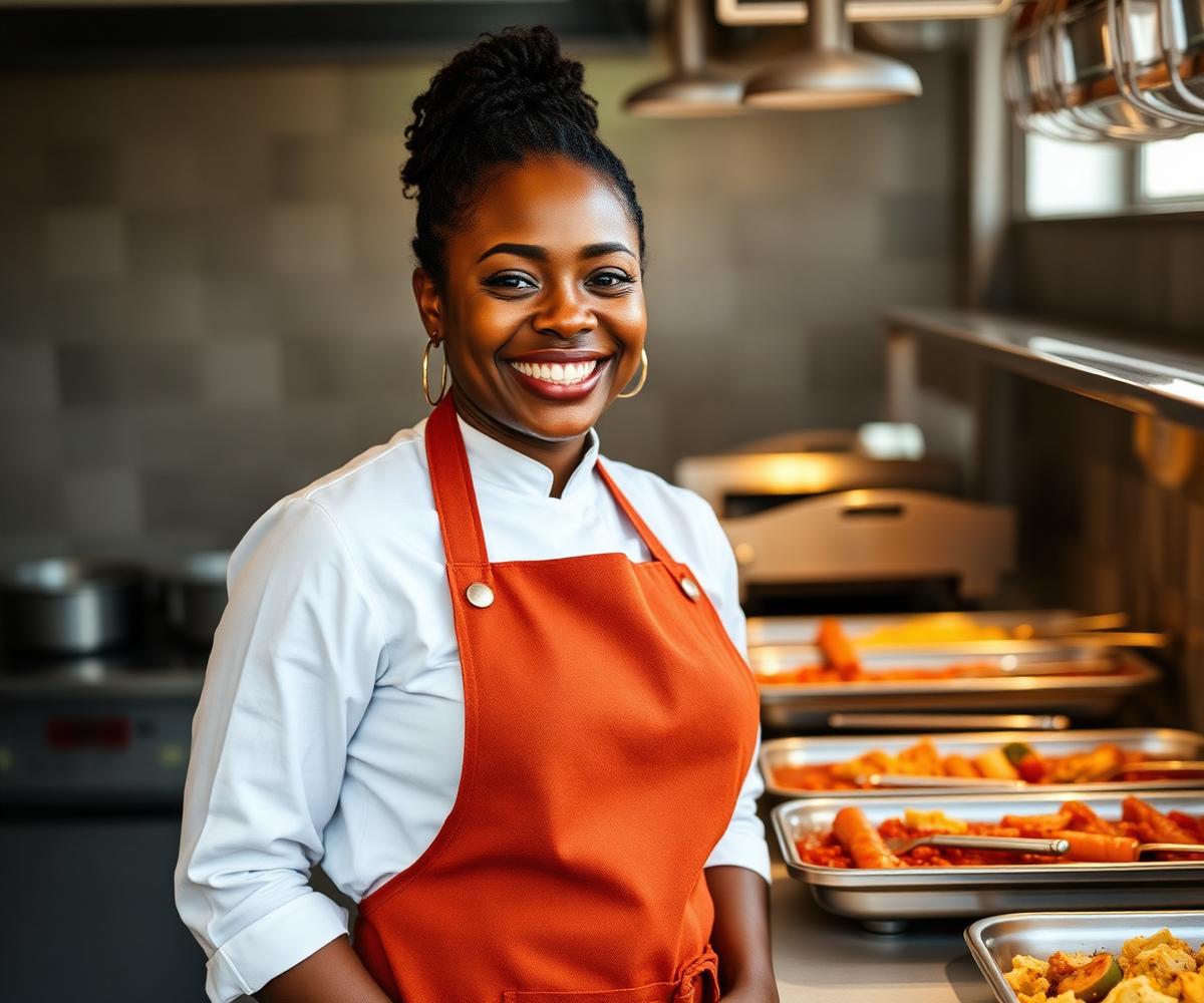 Head chef of Gather & Graze Catering in the kitchen