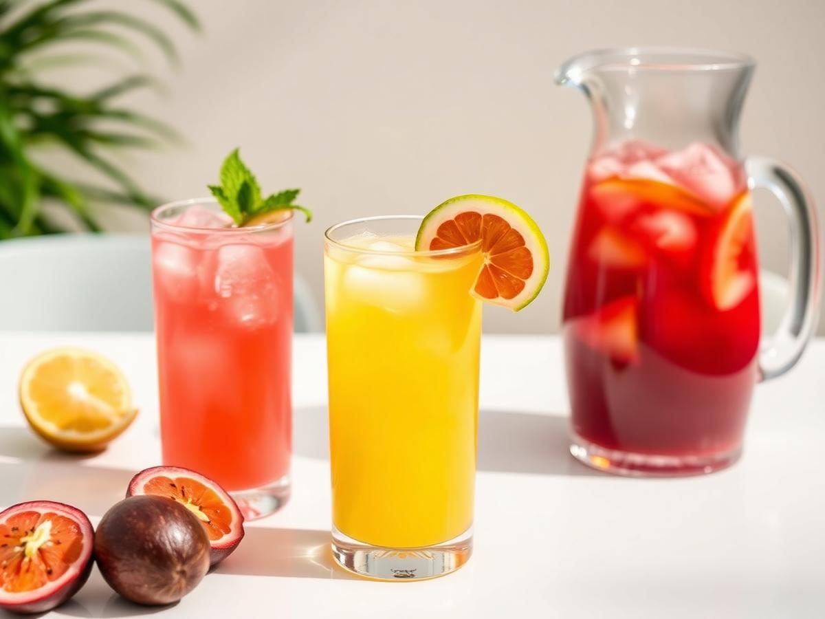 Tropical juices including sorrel and passion fruit